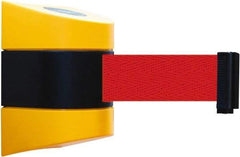 Tensator - 5" High x 3" Long x 3" Wide Barricade Tape Dispenser - Steel, Black Powdercoat Finish, Black/Yellow, Use with Tensabarrier - Eagle Tool & Supply