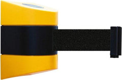 Tensator - 5" High x 3" Long x 3" Wide Barricade Tape Dispenser - Steel, Black Powdercoat Finish, Black/Yellow, Use with Tensabarrier - Eagle Tool & Supply
