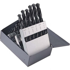 Chicago-Latrobe - 1 to 13mm, 135° Point, Oxide Finish, High Speed Steel Jobber Length Drill Bit Set - Eagle Tool & Supply