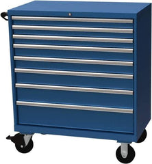 LISTA - 8 Drawer 440 Lb Capacity Steel Tool Roller Cabinet - 40-1/4" Wide x 47-3/8" High x 22-1/2" Deep, Roller Bearing Drawer Slides, Blue - Eagle Tool & Supply