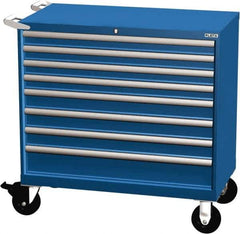 LISTA - 8 Drawer 440 Lb Capacity Steel Tool Roller Cabinet - 40-1/4" Wide x 41-1/2" High x 22-1/2" Deep, Roller Bearing Drawer Slides, Blue - Eagle Tool & Supply