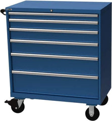 LISTA - 6 Drawer 440 Lb Capacity Steel Tool Roller Cabinet - 40-1/4" Wide x 47-3/8" High x 22-1/2" Deep, Roller Bearing Drawer Slides, Blue - Eagle Tool & Supply