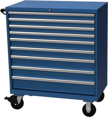 LISTA - 9 Drawer 440 Lb Capacity Steel Tool Roller Cabinet - 40-1/4" Wide x 47-3/8" High x 22-1/2" Deep, Roller Bearing Drawer Slides, Blue - Eagle Tool & Supply