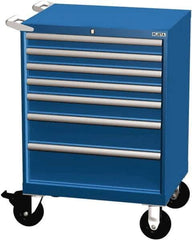 LISTA - 7 Drawer 165 Lb Capacity Steel Tool Roller Cabinet - 28-1/4" Wide x 41-1/2" High x 22-1/2" Deep, Roller Bearing Drawer Slides, Blue - Eagle Tool & Supply
