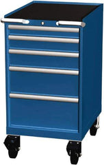 LISTA - 5 Drawer 165 Lb Capacity Steel Tool Roller Cabinet - 22-3/16" Wide x 41-1/2" High x 28-1/2" Deep, Roller Bearing Drawer Slides, Blue - Eagle Tool & Supply