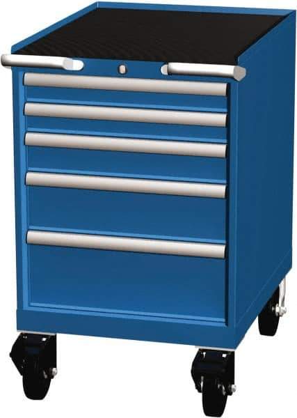 LISTA - 5 Drawer 165 Lb Capacity Steel Tool Roller Cabinet - 22-3/16" Wide x 35-1/2" High x 28-1/2" Deep, Roller Bearing Drawer Slides, Blue - Eagle Tool & Supply