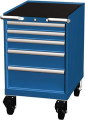 LISTA - 5 Drawer 165 Lb Capacity Steel Tool Roller Cabinet - 22-3/16" Wide x 35-1/2" High x 28-1/2" Deep, Roller Bearing Drawer Slides, Blue - Eagle Tool & Supply