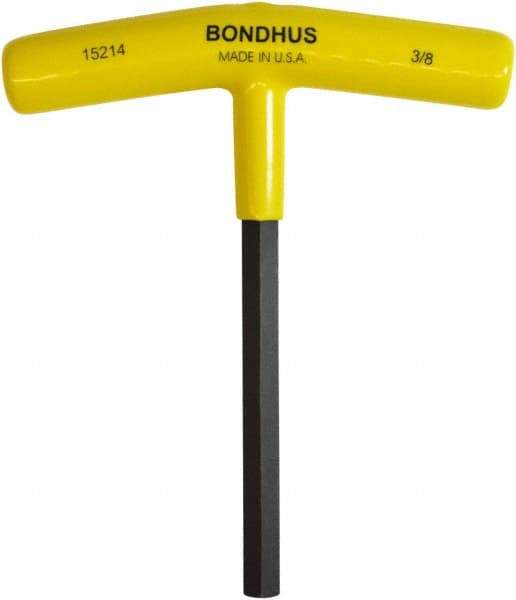 Bondhus - 3/8" Hex, T-Handle Cushion Grip, Hex Key - 6" OAL, Protanium High Torque Steel, Inch System of Measurement - Eagle Tool & Supply
