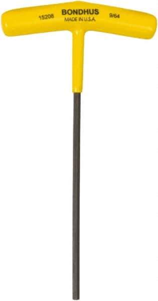Bondhus - 9/64" Hex, T-Handle Cushion Grip, Hex Key - 6" OAL, Protanium High Torque Steel, Inch System of Measurement - Eagle Tool & Supply