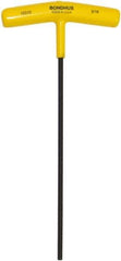 Bondhus - 3/16" Hex, T-Handle Cushion Grip, Hex Key - 9" OAL, Protanium High Torque Steel, Inch System of Measurement - Eagle Tool & Supply