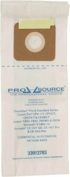 PRO-SOURCE - Meltblown Polypropylene & Paper Vacuum Bag - For CleanMax Standard and Pro-Series, Tennant V-SMU-14, Tornado CK 14/1 QD, CK 14/1 Pro & CK 14/2 Pro, Carpet Pro CPU1/T, CPU2/T, CPU75/T & CPU85/T & Fuller Models FB90, FBP95, FBPHD & FBTM - Eagle Tool & Supply