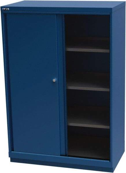 LISTA - 4 Shelf Sliding Door Storage Cabinet - Steel, 40-1/4" Wide x 22-1/2" Deep x 59-1/2" High, Blue - Eagle Tool & Supply