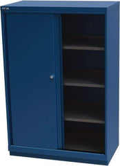 LISTA - 4 Shelf Sliding Door Storage Cabinet - Steel, 40-1/4" Wide x 22-1/2" Deep x 59-1/2" High, Blue - Eagle Tool & Supply