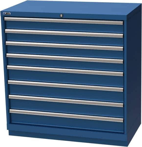 LISTA - 8 Drawer, Modular Storage Cabinet - Steel, 40-1/4" Wide x 22-1/2" Deep x 41-3/4" High, Blue - Eagle Tool & Supply