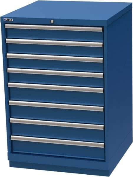 LISTA - 8 Drawer, Modular Storage Cabinet - Steel, 28-1/4" Wide x 28-1/2" Deep x 41-3/4" High, Blue - Eagle Tool & Supply