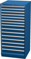 LISTA - 15 Drawer, Modular Storage Cabinet - Steel, 28-1/4" Wide x 28-1/2" Deep x 59-1/2" High, Blue - Eagle Tool & Supply