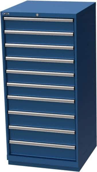 LISTA - 10 Drawer, Modular Storage Cabinet - Steel, 28-1/4" Wide x 28-1/2" Deep x 59-1/2" High, Blue - Eagle Tool & Supply