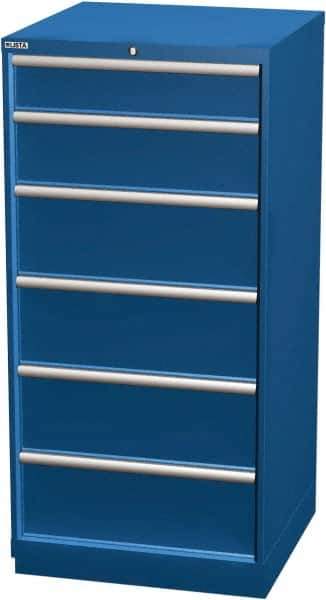 LISTA - 6 Drawer, Modular Storage Cabinet - Steel, 28-1/4" Wide x 28-1/2" Deep x 59-1/2" High, Blue - Eagle Tool & Supply