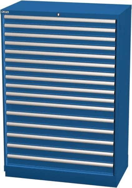 LISTA - 16 Drawer, Modular Storage Cabinet - Steel, 40-1/4" Wide x 22-1/2" Deep x 59-1/2" High, Blue - Eagle Tool & Supply