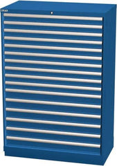 LISTA - 16 Drawer, Modular Storage Cabinet - Steel, 40-1/4" Wide x 22-1/2" Deep x 59-1/2" High, Blue - Eagle Tool & Supply