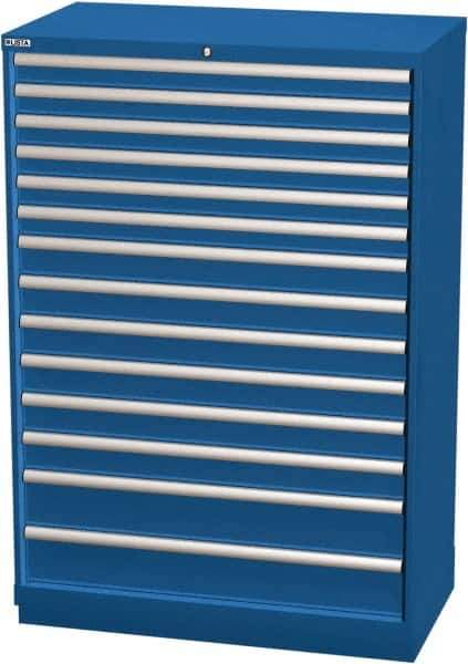 LISTA - 14 Drawer, Modular Storage Cabinet - Steel, 40-1/4" Wide x 22-1/2" Deep x 59-1/2" High, Blue - Eagle Tool & Supply