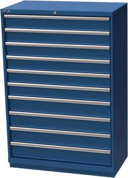 LISTA - 10 Drawer, Modular Storage Cabinet - Steel, 40-1/4" Wide x 22-1/2" Deep x 59-1/2" High, Blue - Eagle Tool & Supply