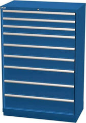 LISTA - 9 Drawer, Modular Storage Cabinet - Steel, 40-1/4" Wide x 22-1/2" Deep x 59-1/2" High, Blue - Eagle Tool & Supply