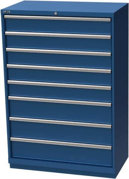 LISTA - 8 Drawer, Modular Storage Cabinet - Steel, 40-1/4" Wide x 22-1/2" Deep x 59-1/2" High, Blue - Eagle Tool & Supply