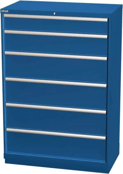 LISTA - 6 Drawer, Modular Storage Cabinet - Steel, 40-1/4" Wide x 22-1/2" Deep x 59-1/2" High, Blue - Eagle Tool & Supply