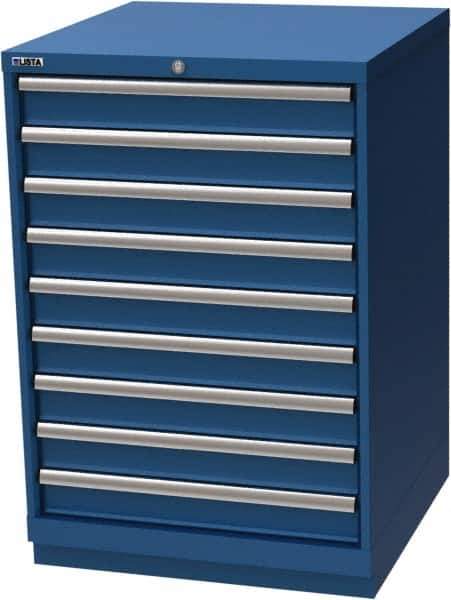 LISTA - 9 Drawer, Modular Storage Cabinet - Steel, 28-1/4" Wide x 28-1/2" Deep x 41-3/4" High, Blue - Eagle Tool & Supply