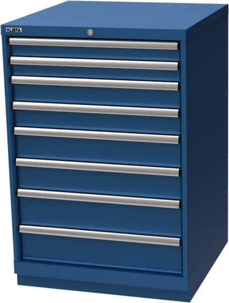 LISTA - 8 Drawer, Modular Storage Cabinet - Steel, 28-1/4" Wide x 28-1/2" Deep x 41-3/4" High, Blue - Eagle Tool & Supply