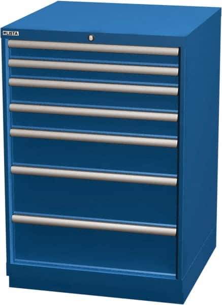 LISTA - 7 Drawer, Modular Storage Cabinet - Steel, 28-1/4" Wide x 28-1/2" Deep x 41-3/4" High, Blue - Eagle Tool & Supply
