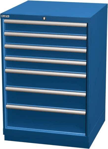 LISTA - 7 Drawer, Modular Storage Cabinet - Steel, 28-1/4" Wide x 28-1/2" Deep x 41-3/4" High, Blue - Eagle Tool & Supply