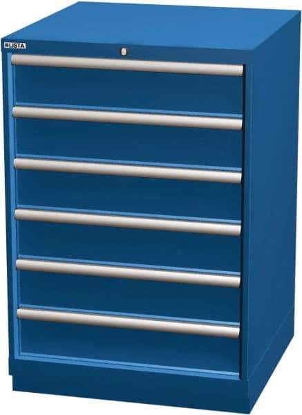 LISTA - 6 Drawer, Modular Storage Cabinet - Steel, 28-1/4" Wide x 28-1/2" Deep x 41-3/4" High, Blue - Eagle Tool & Supply