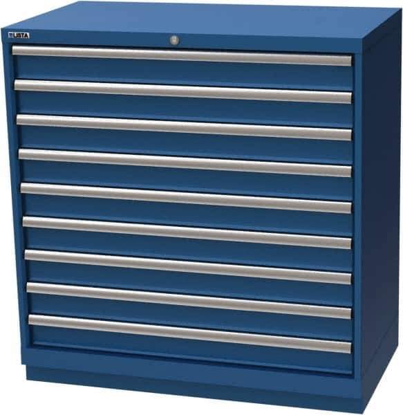 LISTA - 9 Drawer, Modular Storage Cabinet - Steel, 40-1/4" Wide x 22-1/2" Deep x 41-3/4" High, Blue - Eagle Tool & Supply
