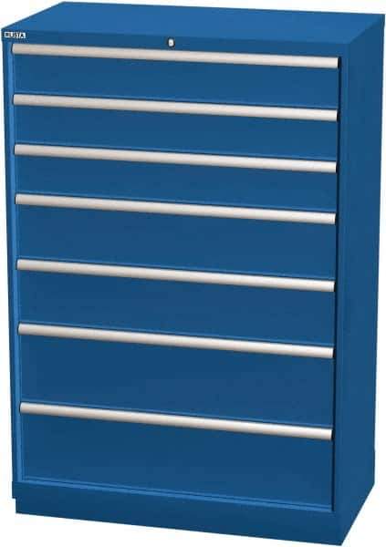 LISTA - 7 Drawer, Modular Storage Cabinet - Steel, 40-1/4" Wide x 22-1/2" Deep x 59-1/2" High, Blue - Eagle Tool & Supply