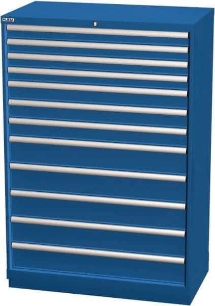 LISTA - 12 Drawer, Modular Storage Cabinet - Steel, 40-1/4" Wide x 22-1/2" Deep x 59-1/2" High, Blue - Eagle Tool & Supply