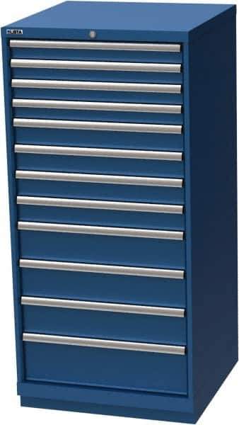 LISTA - 12 Drawer, Modular Storage Cabinet - Steel, 28-1/4" Wide x 28-1/2" Deep x 59-1/2" High, Blue - Eagle Tool & Supply
