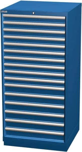 LISTA - 16 Drawer, Modular Storage Cabinet - Steel, 28-1/4" Wide x 28-1/2" Deep x 59-1/2" High, Blue - Eagle Tool & Supply
