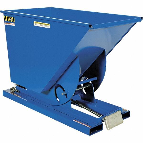 Vestil - 2,000 Lb Load Capacity, 3/4 Cu Yd, Steel Self-Dumping Hopper - 31-11/16" Wide x 61-1/8" Long x 42-11/16" High, Blue - Eagle Tool & Supply
