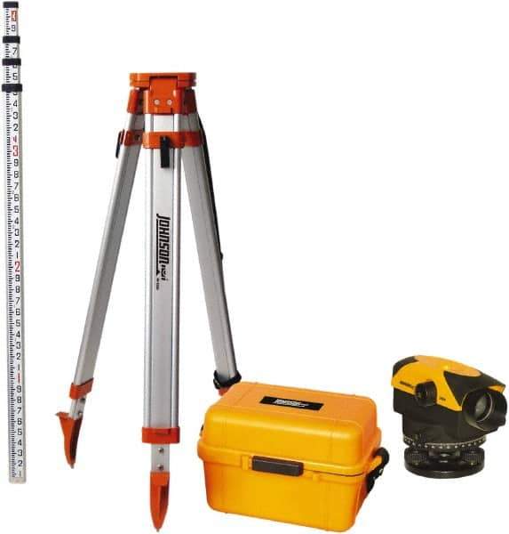 Johnson Level & Tool - 26x Magnification, 2.62 to 350 Ft. Measuring Range, Automatic Optical Level Kit - Accuracy 1/16 Inch at 200 Ft., Kit Includes Tripod, 13 Grade Rod, Hard Shell Carrying Case - Eagle Tool & Supply