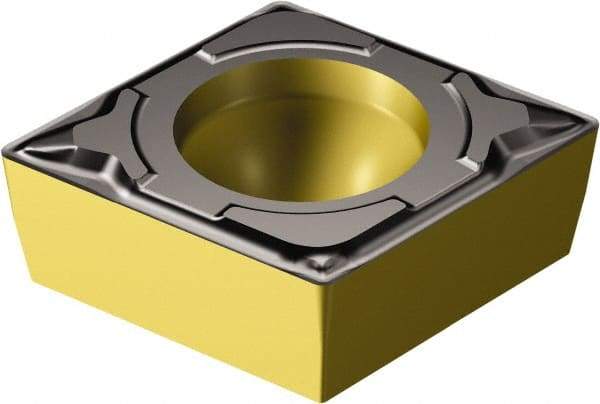 Sandvik Coromant - CCMT32.51 PF Grade 1515 Carbide Turning Insert - TiCN/AI2O3/TiN Finish, 80° Diamond, 3/8" Inscr Circle, 5/32" Thick, 1/64" Corner Radius - Eagle Tool & Supply