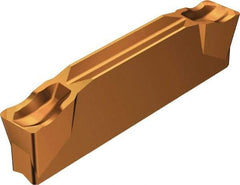 Sandvik Coromant - R123x2J CR 1125 Grade, 0.1969" Cutting Width, Carbide Cutoff Insert - 5° Right Hand Lead Angle, 0.0157" Cnr Rad, TiAlN Coated - Eagle Tool & Supply