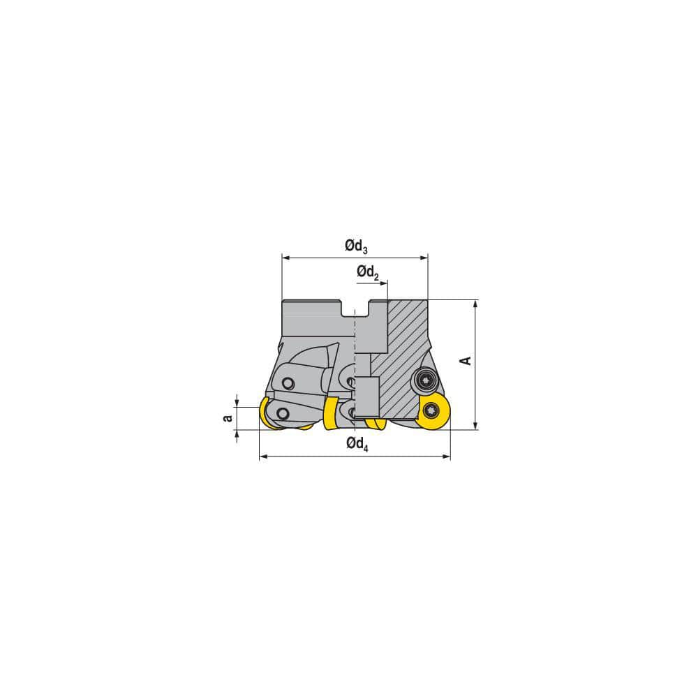 Indexable Copy Face Mills; Maximum Depth Of Cut: 5.20 mm; Compatible Insert Size Code: RD.X 1604..; Arbor Hole Diameter (mm): 40.00; Maximum Ramping Angle: 2.4  ™; Overall Height (mm): 53.00 mm; Series: R1007A-16; Number of Cutter Inserts: 8; Cutter Style