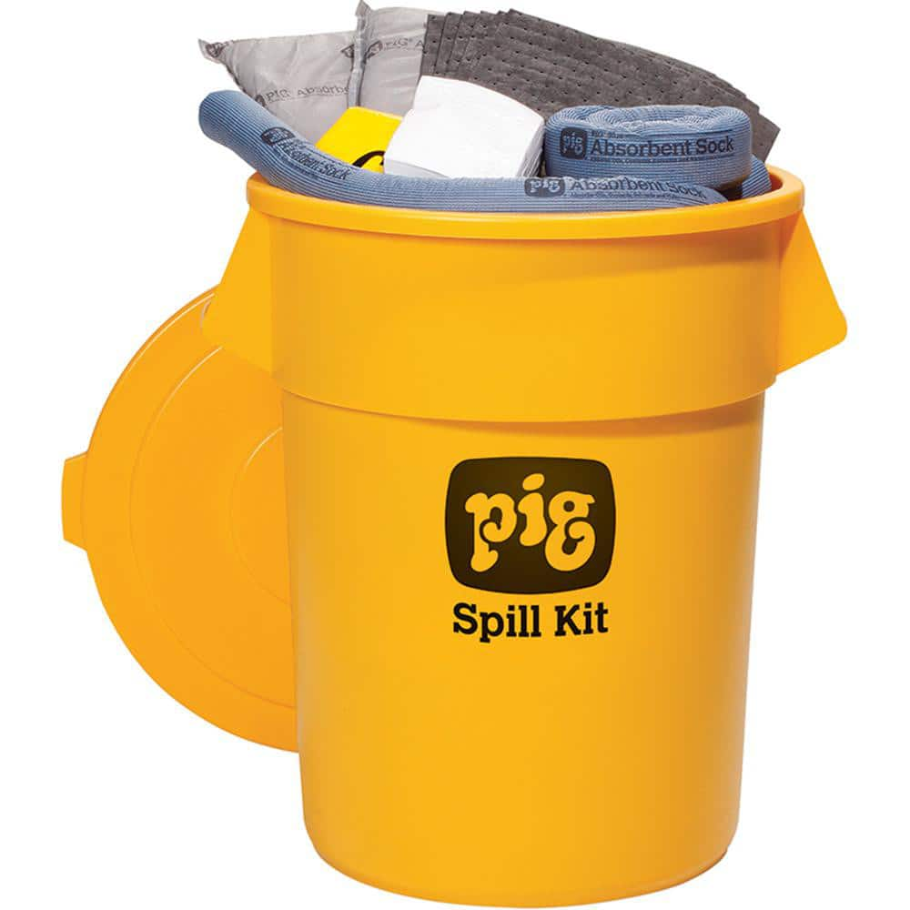 Spill Kits; Kit Type: Universal Spill Kit; Container Type: Can; Absorption Capacity: 39 gal; Color: Hi-Vis Yellow; Portable: No; Capacity per Kit (Gal.): 39 gal