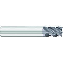 1/2 x 1/2 x 1-1/4 x 3 OAL .090 C/R 5 Flute Carbide End Mill - Round Shank-AlCrN Coated - Eagle Tool & Supply