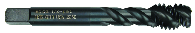 1/2-13 Dia. - H11 - HSS - Nitride & Steam Oxide - +.005 Oversize Spiral Flute Tap - Eagle Tool & Supply