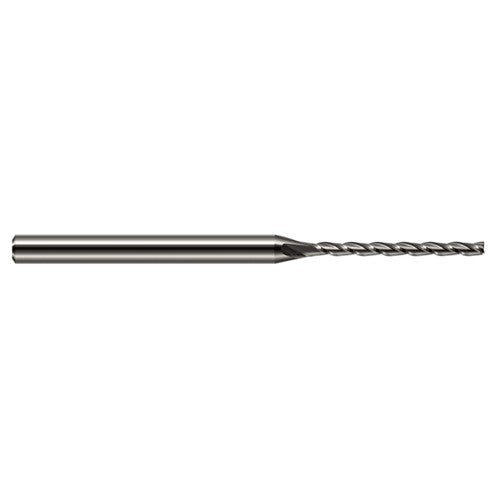 Miniature End Mills - Long Flute - 0.0150″ (1/64″) Cutter Diameter × 0.1560″ (5/32″) Length of Cut Carbide Square End Mill, 3 Flutes - Exact Industrial Supply