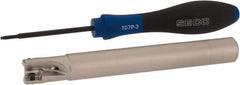 Seco - 5/8" Cut Diam, 0.354" Max Depth of Cut, 5/8" Shank Diam, 5.315" OAL, Indexable Square Shoulder End Mill - XO.X 10T3.. Inserts, Cylindrical Shank, 90° Lead Angle, Through Coolant, Series Turbo 10 - Eagle Tool & Supply