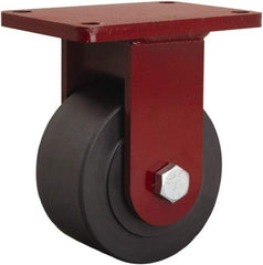 Hamilton - 6" Diam x 3" Wide x 7-1/2" OAH Top Plate Mount Rigid Caster - Nylon, 3,200 Lb Capacity, Sealed Precision Ball Bearing, 5 x 7" Plate - Eagle Tool & Supply